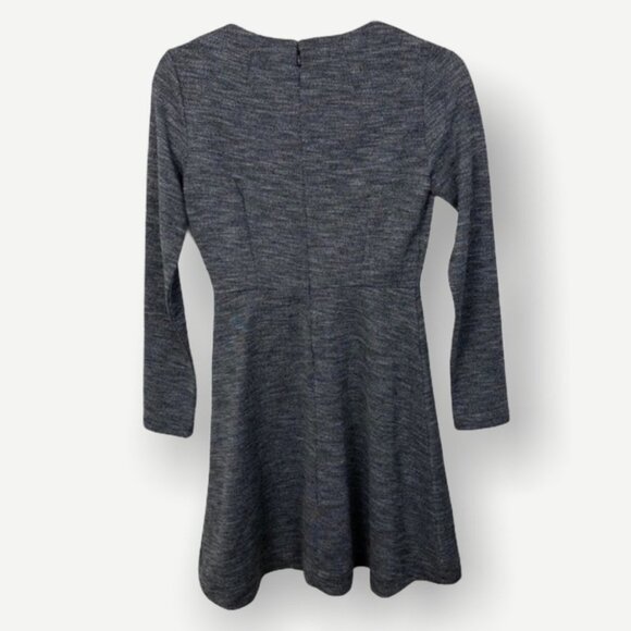 Madewell V-Neck Mini Dress Long Sleeves Grey Size 0 Bridgewalk Flare A-Line Boho - Picture 4 of 9